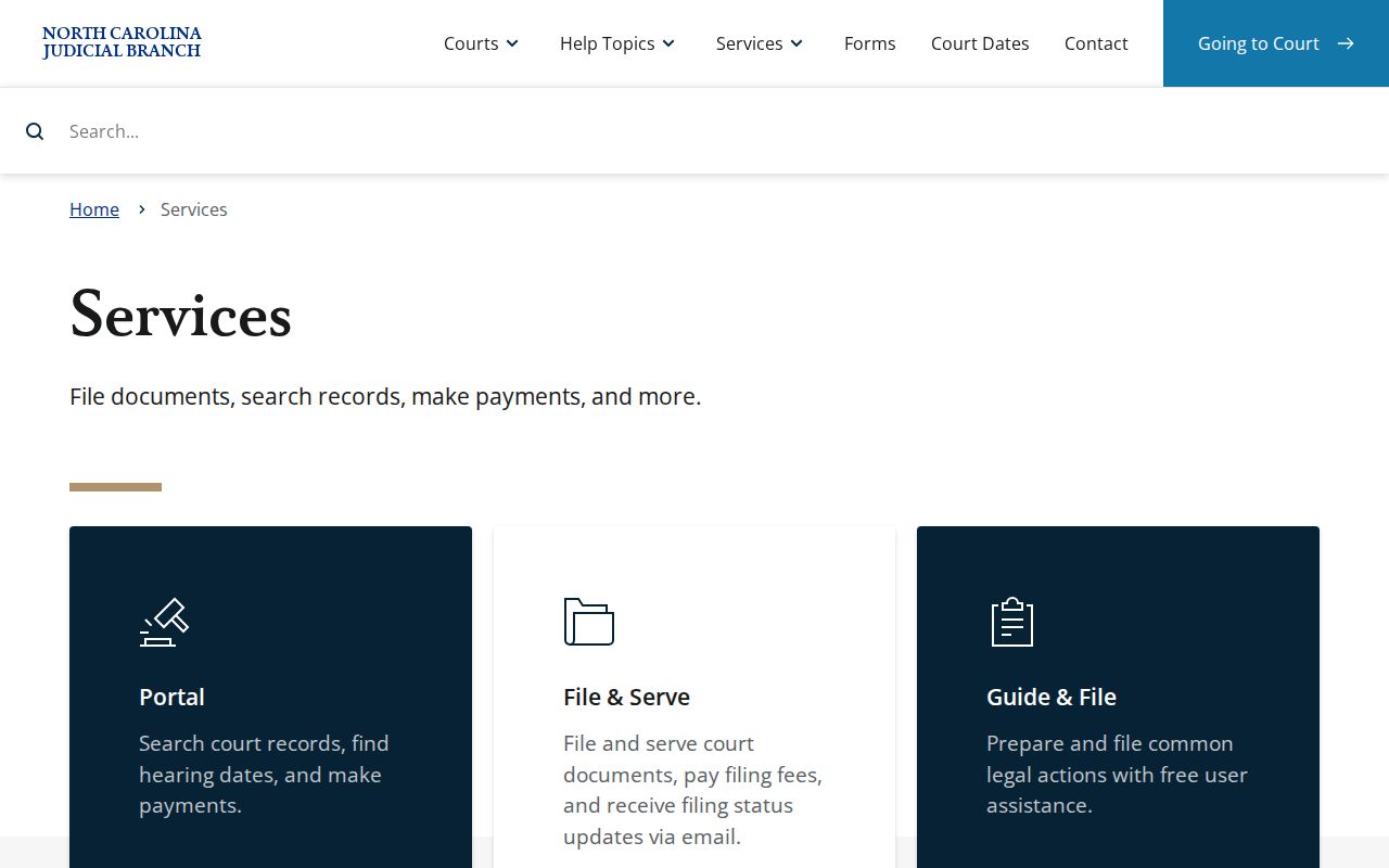 McDowell County docket search North Carolina court services page