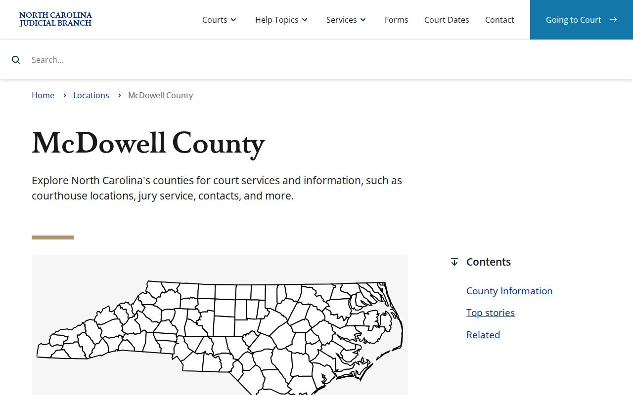 McDowell County court schedule and court services landing page