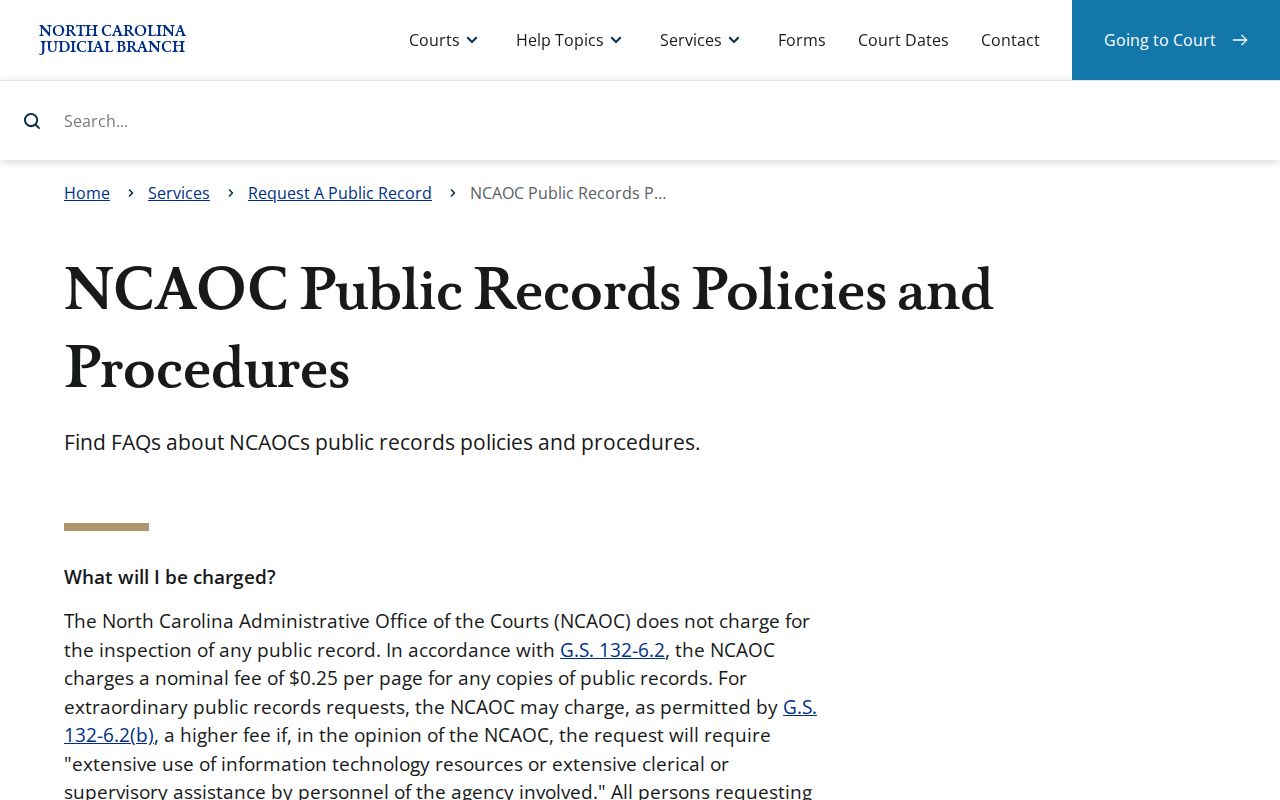 McDowell County court records NCAOC public records policies source