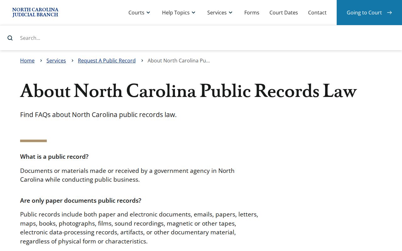McDowell County court records North Carolina public records law overview