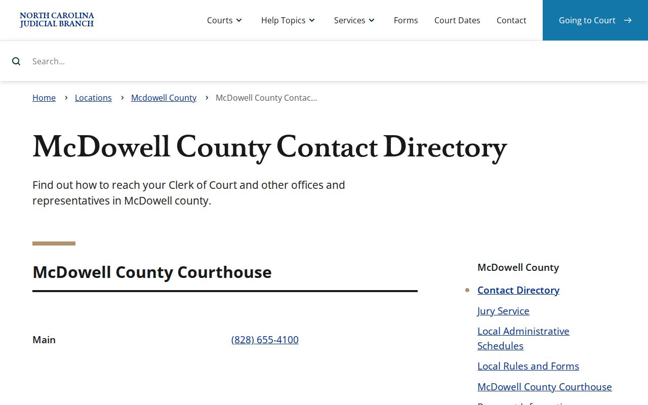 McDowell County criminal court docket contact directory