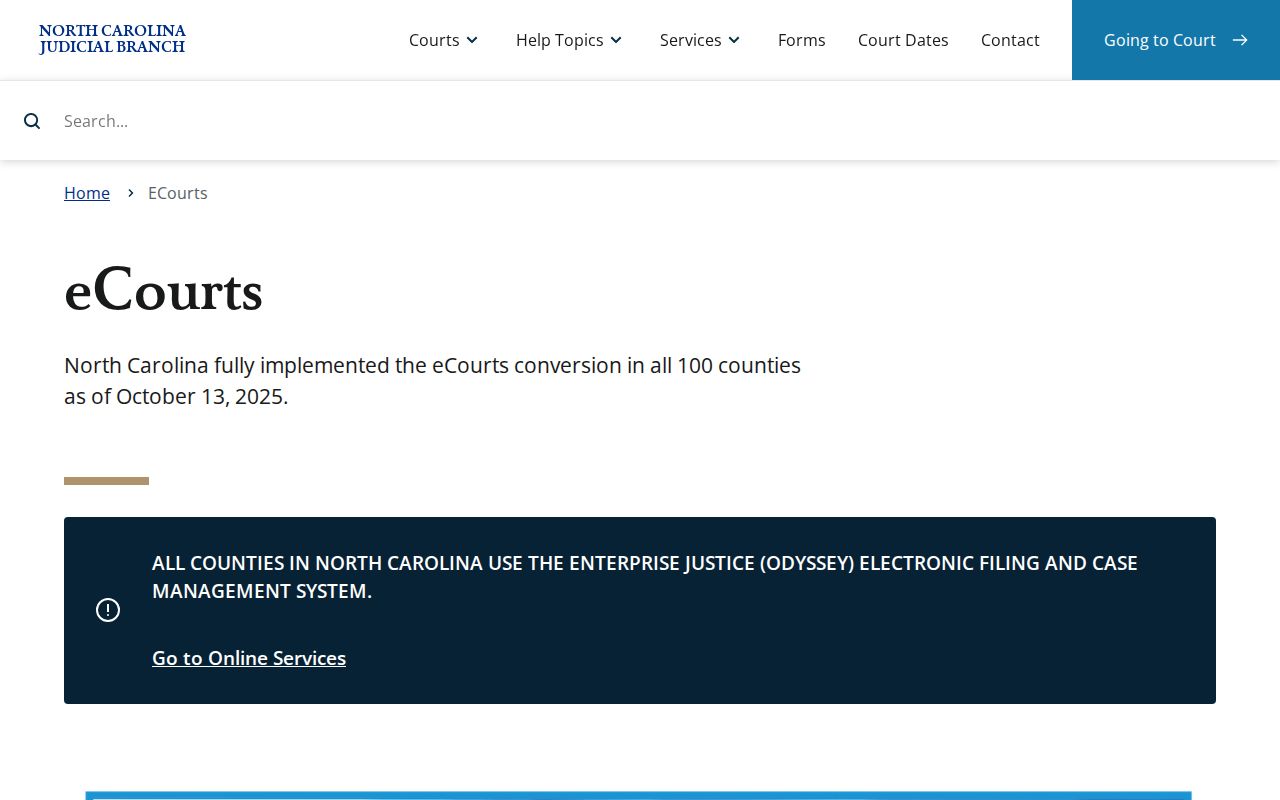 McDowell County court docket access through North Carolina eCourts