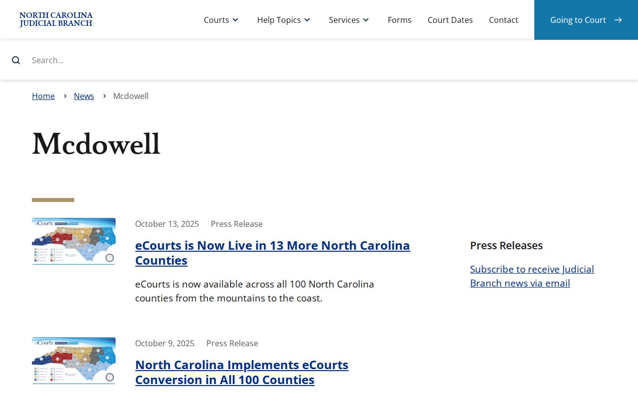 McDowell traffic court records eCourts transition news resources